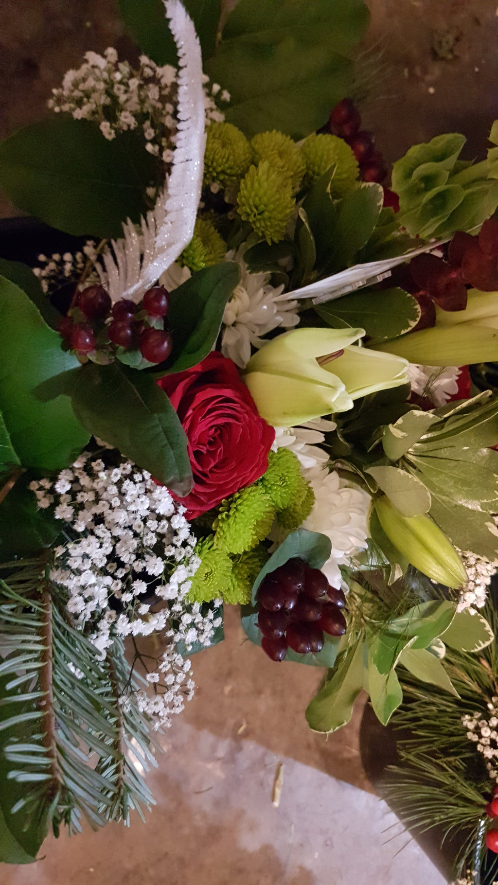 A Warmly wrapped seasonal bouquet.