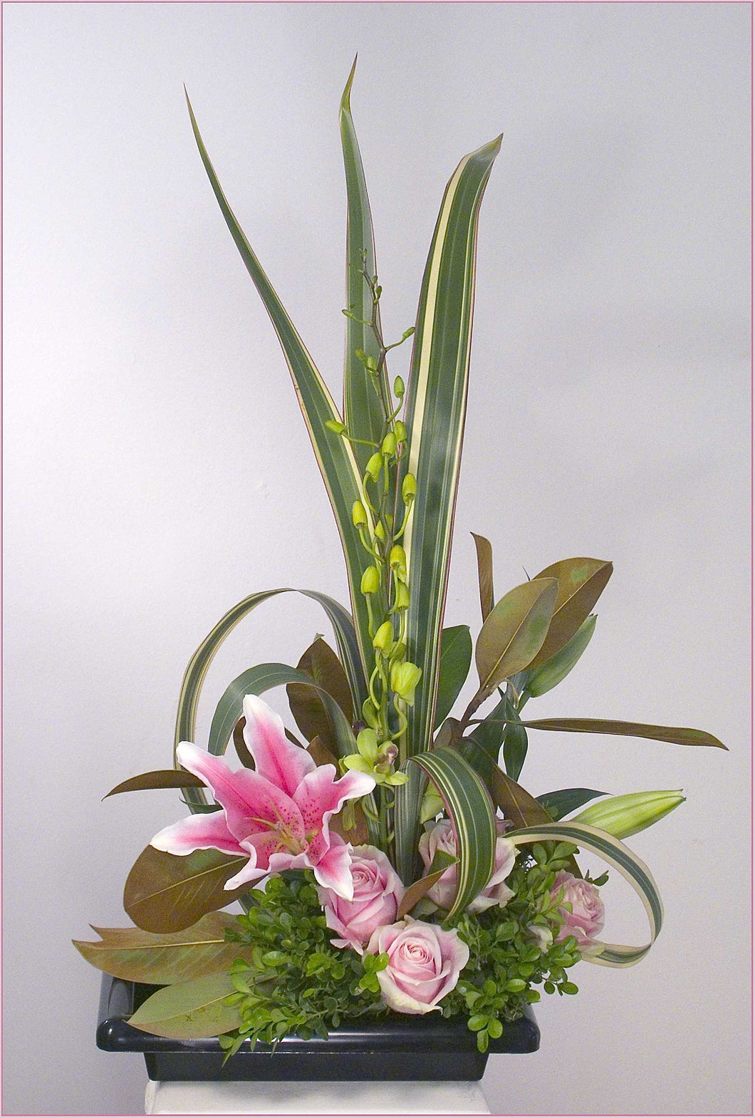 Contemporary roses and lilies